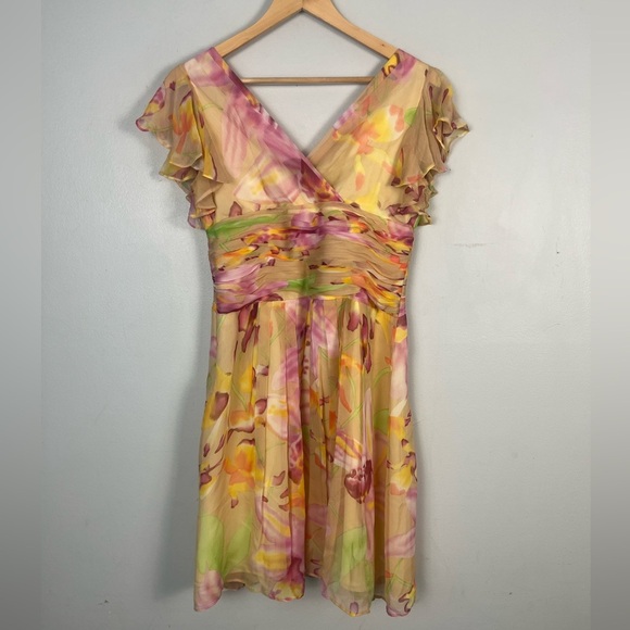 Vintage Silk Cold water Creek Watercolor Dress size 10 petite - Picture 3 of 6
